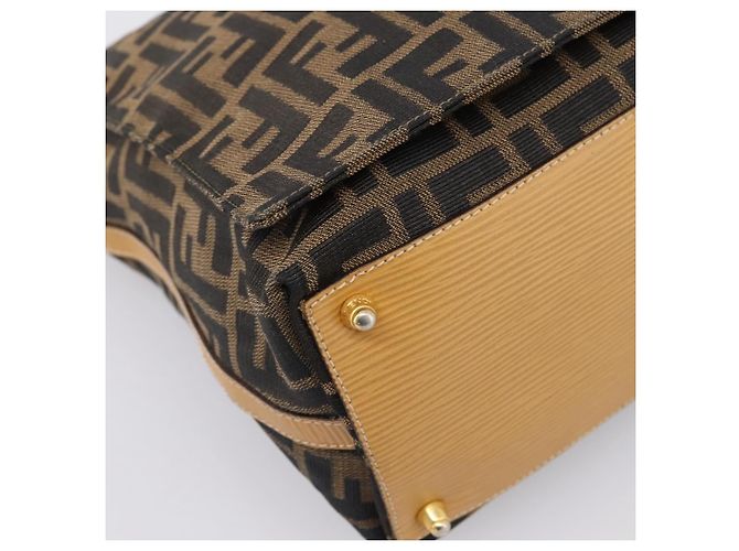 FENDI Zucca Canvas Shoulder Bag Brown Black - vista 14