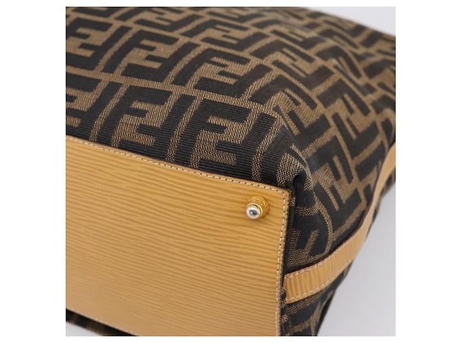 FENDI Zucca Canvas Shoulder Bag Brown Black - vista 15