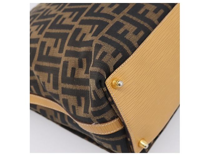 FENDI Zucca Canvas Shoulder Bag Brown Black - vista 16