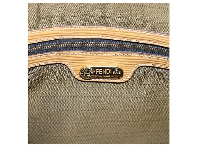 FENDI Zucca Canvas Shoulder Bag Brown Black - vista 17
