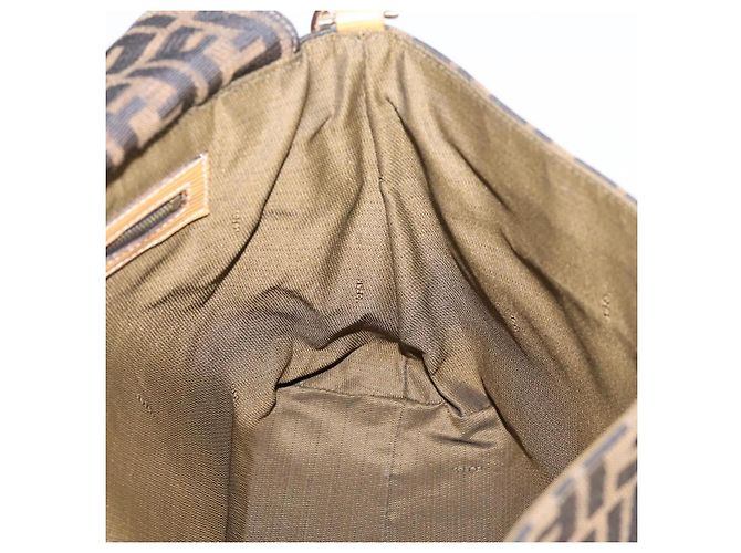 FENDI Zucca Canvas Shoulder Bag Brown Black - vista 18