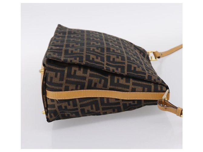 FENDI Zucca Canvas Shoulder Bag Brown Black - vista 4