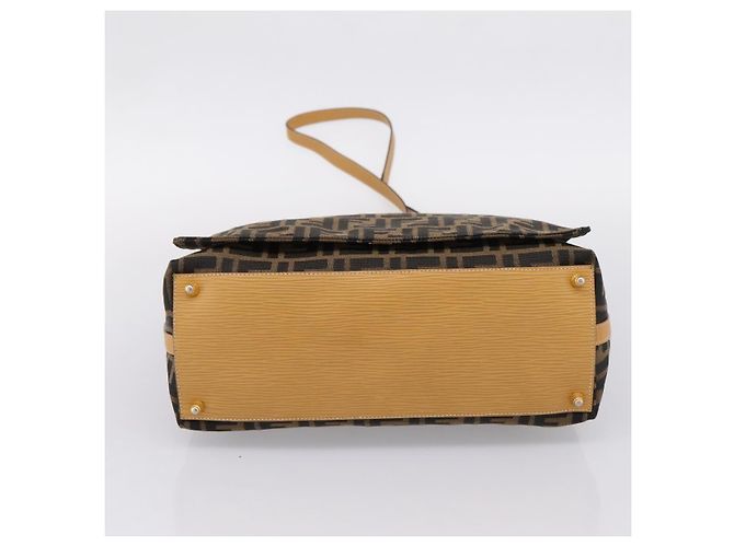 FENDI Zucca Canvas Shoulder Bag Brown Black - vista 5
