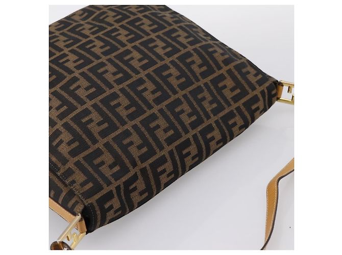 FENDI Zucca Canvas Shoulder Bag Brown Black - vista 6
