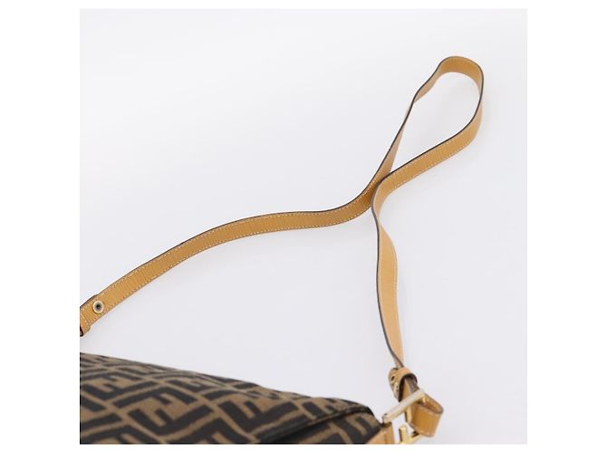 FENDI Zucca Canvas Shoulder Bag Brown Black - vista 8