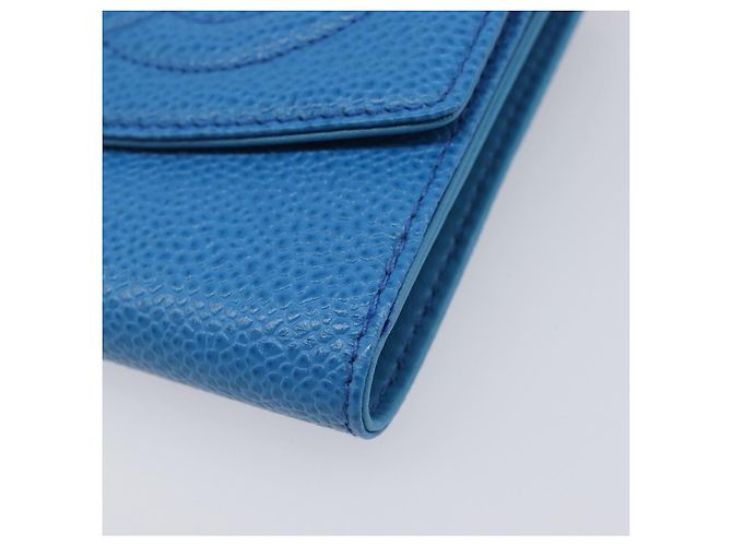 CHANEL COCO Mark Wallet Caviar Skin Blue Gold CC - vista 14