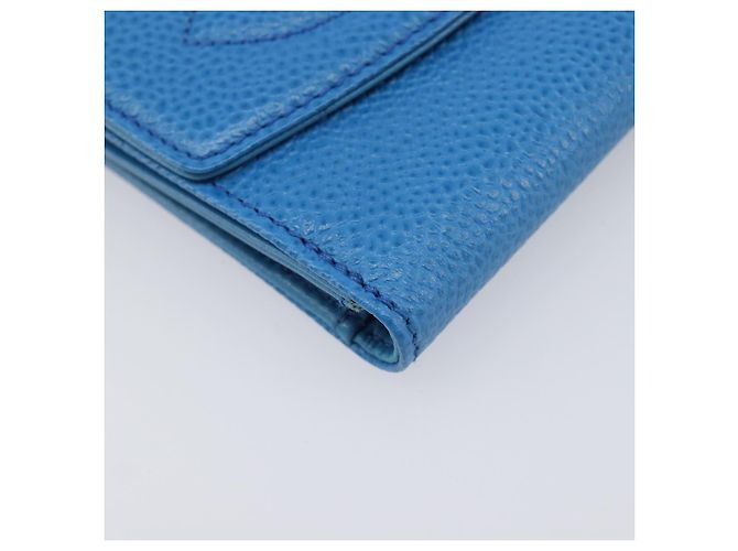 CHANEL COCO Mark Wallet Caviar Skin Blue Gold CC - vista 15