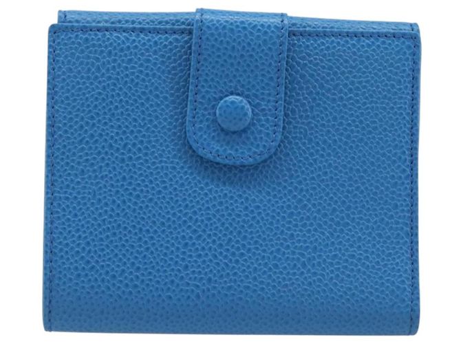 CHANEL COCO Mark Wallet Caviar Skin Blue Gold CC - vista 2
