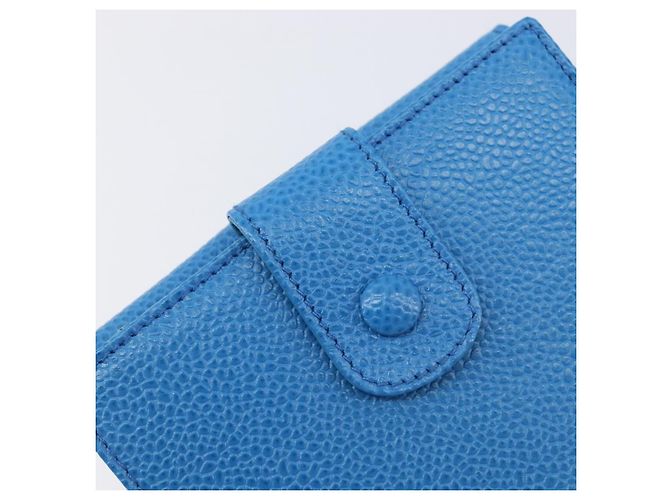 CHANEL COCO Mark Wallet Caviar Skin Blue Gold CC - vista 20