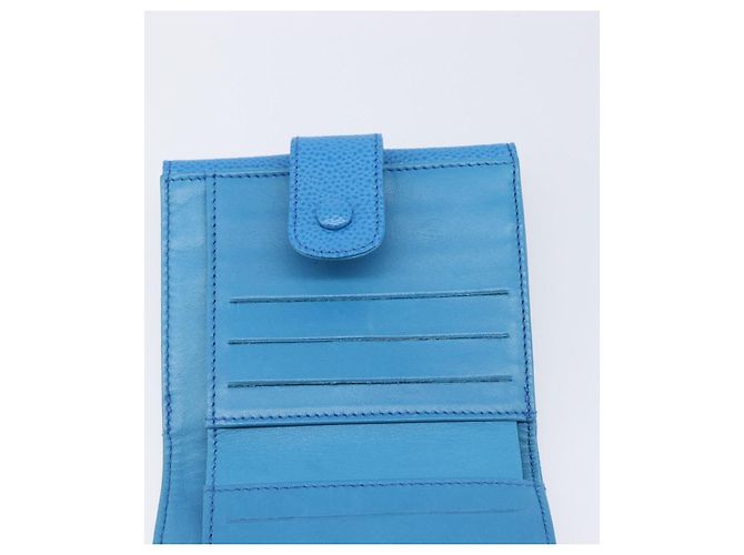 CHANEL COCO Mark Wallet Caviar Skin Blue Gold CC - vista 21