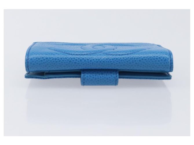 CHANEL COCO Mark Wallet Caviar Skin Blue Gold CC - vista 5