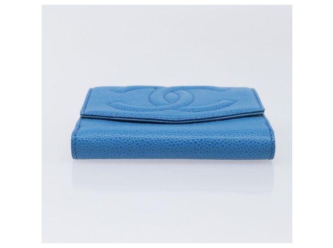 CHANEL COCO Mark Wallet Caviar Skin Blue Gold CC - vista 6
