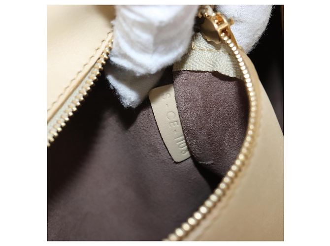 Céline CELINE Tie bag Sac à main Cuir Beige Ton Or - vue 11