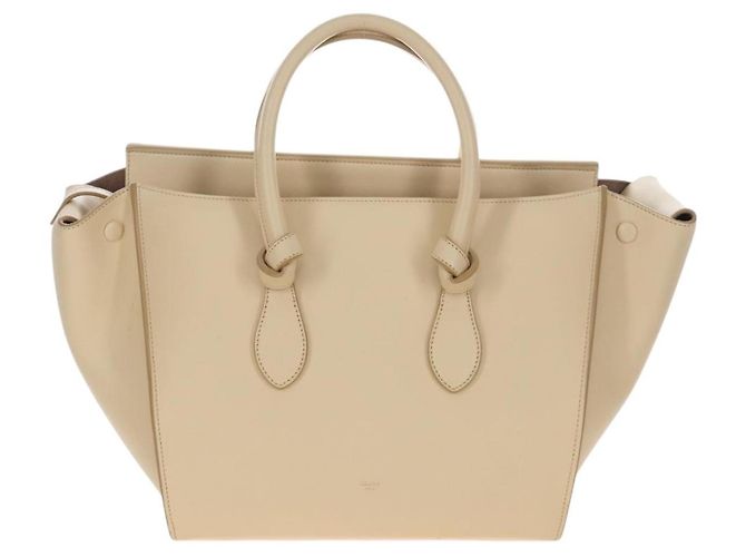 Céline CELINE Tie bag Sac à main Cuir Beige Ton Or - vue 13