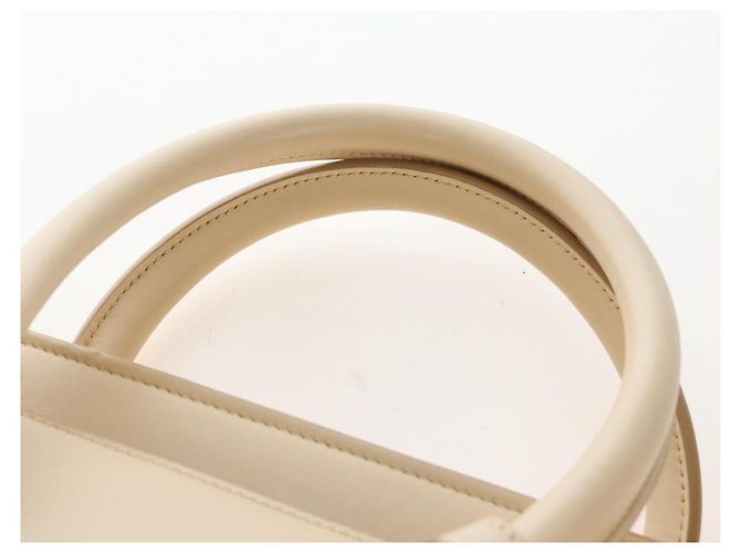 Céline CELINE Tie bag Sac à main Cuir Beige Ton Or - vue 15