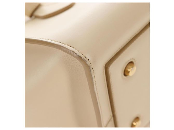 Céline CELINE Tie bag Sac à main Cuir Beige Ton Or - vue 16