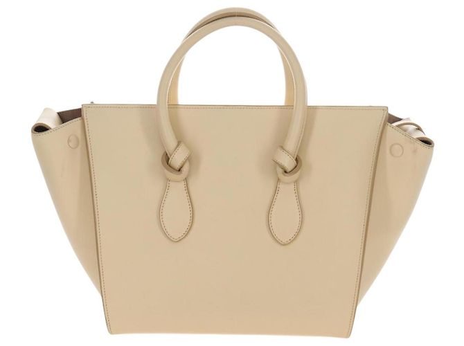 Céline CELINE Tie bag Sac à main Cuir Beige Ton Or - vue 2