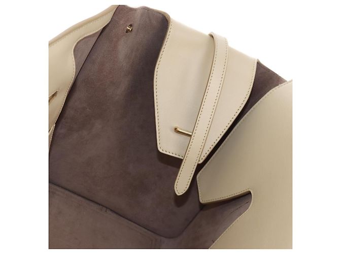 Céline CELINE Tie bag Sac à main Cuir Beige Ton Or - vue 23