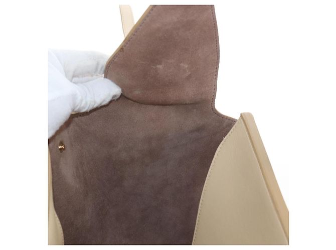 Céline CELINE Tie bag Sac à main Cuir Beige Ton Or - vue 24