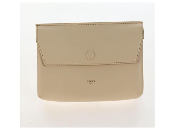 Céline CELINE Tie bag Sac à main Cuir Beige Ton Or - vue 28