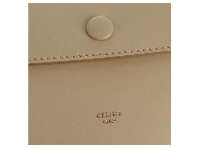 Céline CELINE Tie bag Sac à main Cuir Beige Ton Or - vue 30