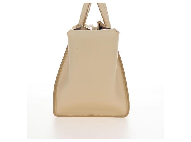 Céline CELINE Tie bag Sac à main Cuir Beige Ton Or - vue 5