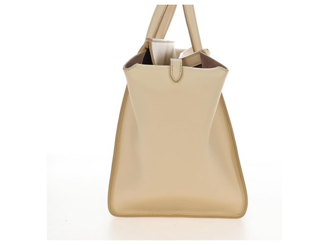 Céline CELINE Tie bag Sac à main Cuir Beige Ton Or - vue 6