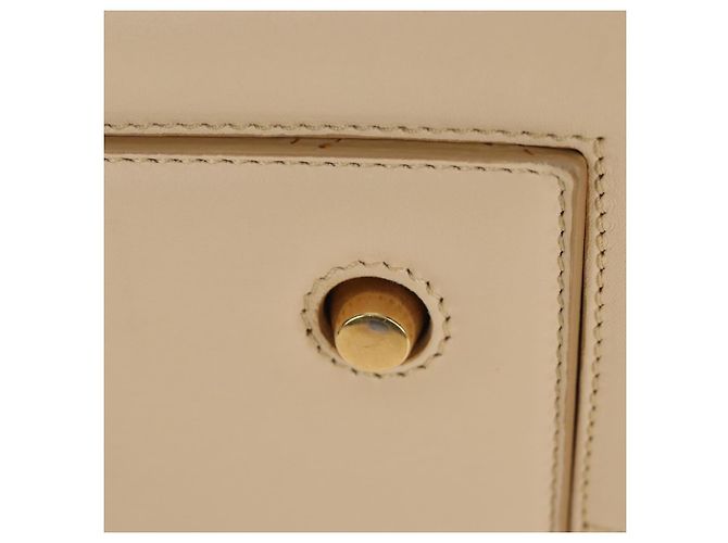 Céline CELINE Tie bag Sac à main Cuir Beige Ton Or - vue 8