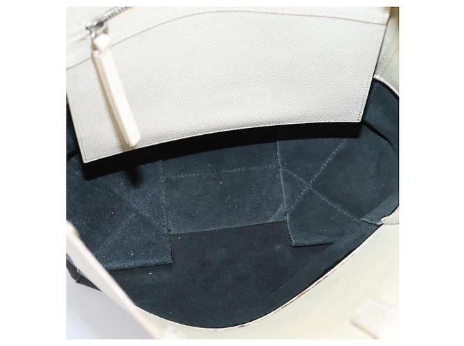 Céline CELINE Vertical Cabas Small Hand Bag Leather 2way White Silver - vista 10