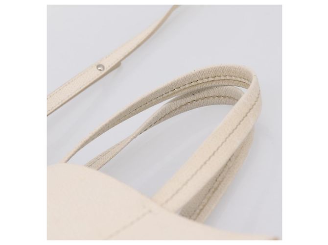 Céline CELINE Vertical Cabas Small Hand Bag Leather 2way White Silver - vista 14