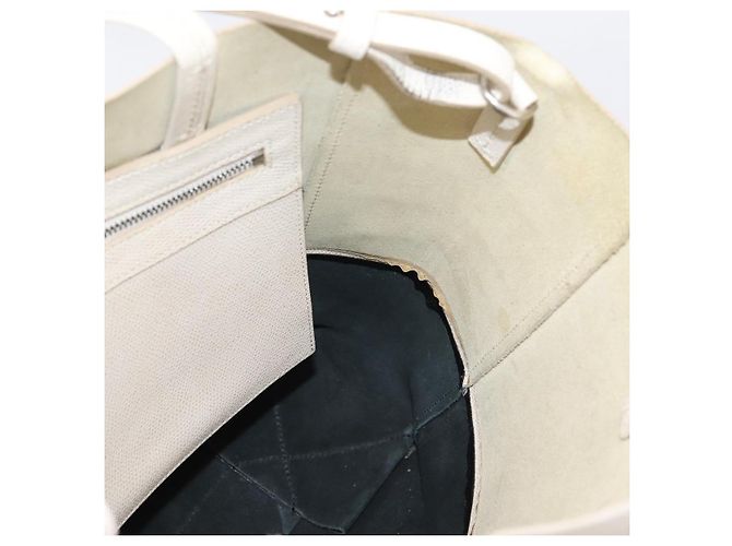 Céline CELINE Vertical Cabas Small Hand Bag Leather 2way White Silver - vista 23
