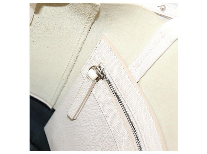Céline CELINE Vertical Cabas Small Hand Bag Leather 2way White Silver - vista 25
