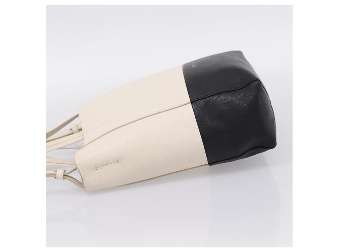 Céline CELINE Vertical Cabas Small Hand Bag Leather 2way White Silver - vista 3