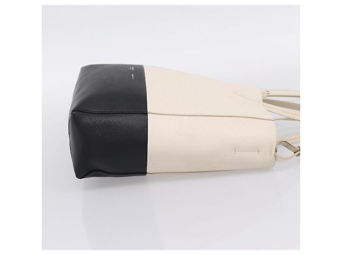 Céline CELINE Vertical Cabas Small Hand Bag Leather 2way White Silver - vista 4