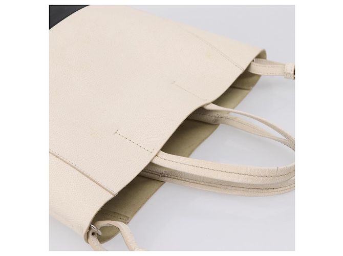 Céline CELINE Vertical Cabas Small Hand Bag Leather 2way White Silver - vista 6