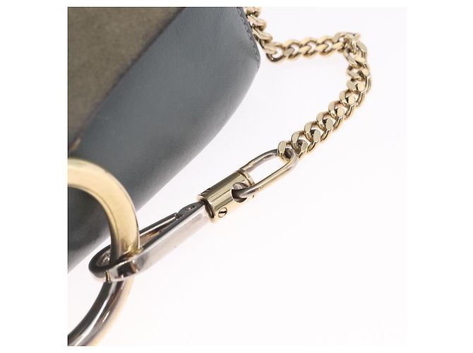 Chloé Chloe Fay Shoulder Bag Leather Suede Gray Gold - vista 17
