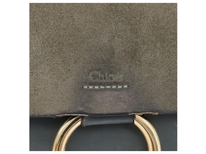 Chloé Chloe Fay Shoulder Bag Leather Suede Gray Gold - vista 18