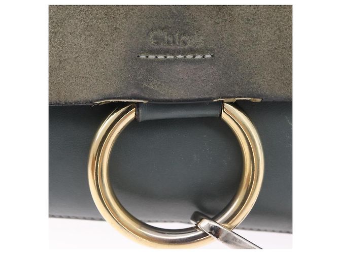 Chloé Chloe Fay Shoulder Bag Leather Suede Gray Gold - vista 19