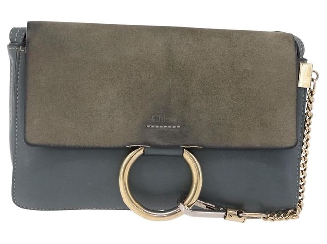 Chloé Chloe Fay Shoulder Bag Leather Suede Gray Gold - vista 2