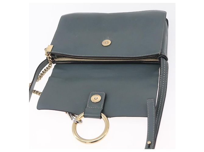 Chloé Chloe Fay Shoulder Bag Leather Suede Gray Gold - vista 20