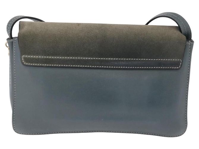 Chloé Chloe Fay Shoulder Bag Leather Suede Gray Gold - vista 3