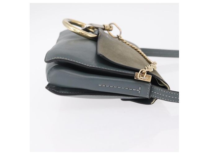 Chloé Chloe Fay Shoulder Bag Leather Suede Gray Gold - vista 5