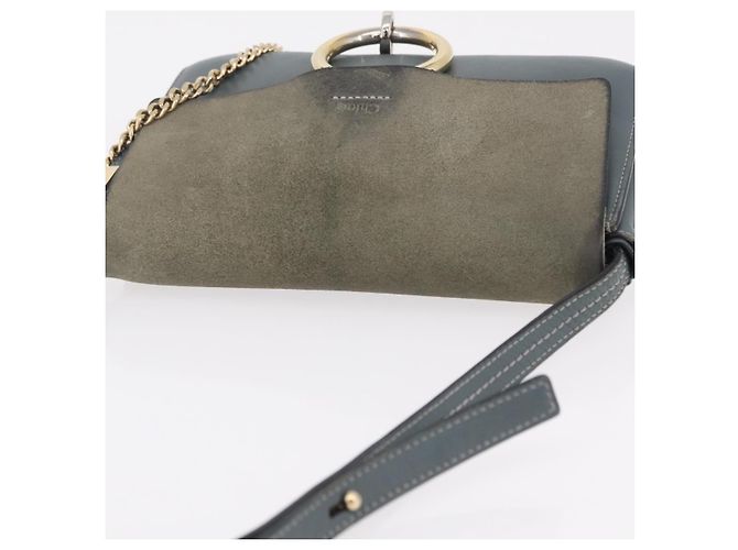 Chloé Chloe Fay Shoulder Bag Leather Suede Gray Gold - vista 7