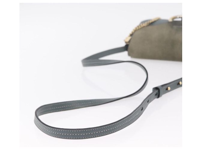 Chloé Chloe Fay Shoulder Bag Leather Suede Gray Gold - vista 8