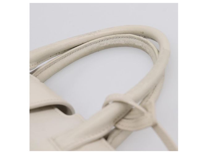 Autre Marque Saint Laurent Leather Baby Cabas Hand Bag 2way White Silver - vista 11