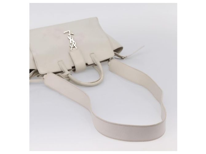 Autre Marque Saint Laurent Leather Baby Cabas Hand Bag 2way White Silver - vista 13