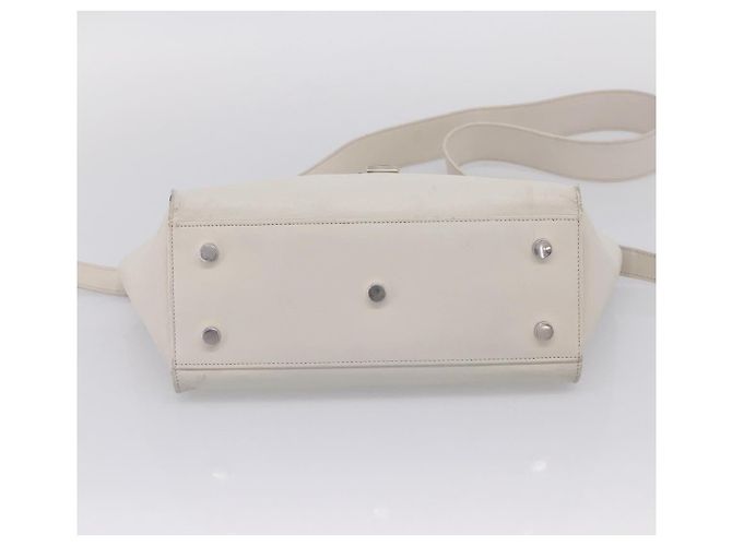 Autre Marque Saint Laurent Leather Baby Cabas Hand Bag 2way White Silver - vista 15