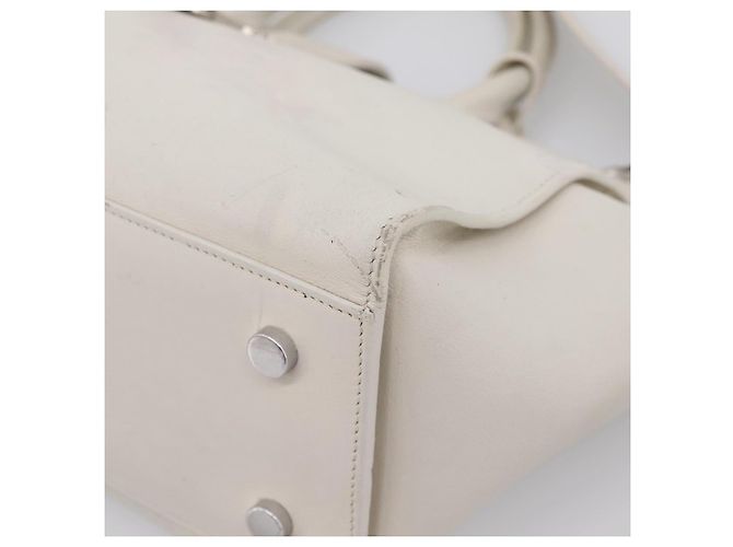 Autre Marque Saint Laurent Leather Baby Cabas Hand Bag 2way White Silver - vista 16