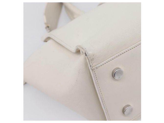 Autre Marque Saint Laurent Leather Baby Cabas Hand Bag 2way White Silver - vista 17