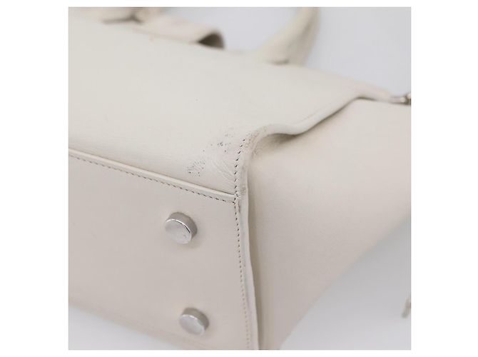 Autre Marque Saint Laurent Leather Baby Cabas Hand Bag 2way White Silver - vista 18